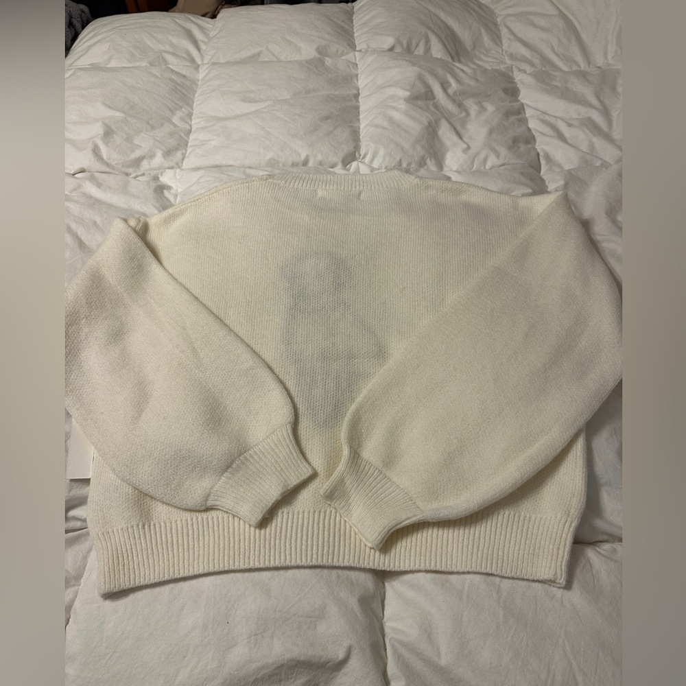 Threaded Leaf Golden Retriever Fuzzy Women's Cream Sweater - NWT - Size M - Picture 4 of 12
